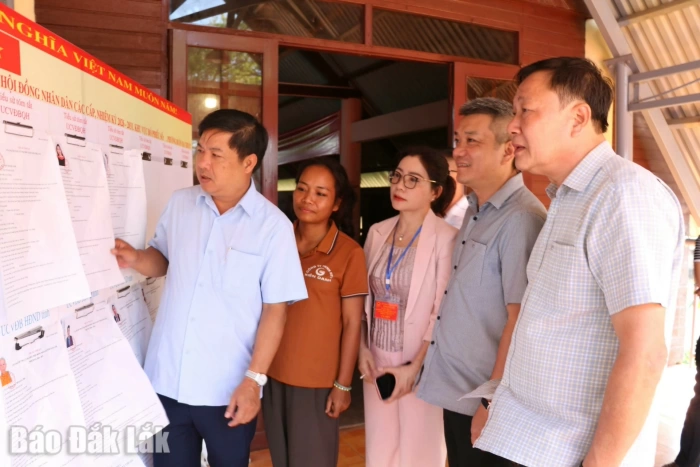 Provincial Party Secretary Luong Nguyen Minh Triet inspects polling stations
