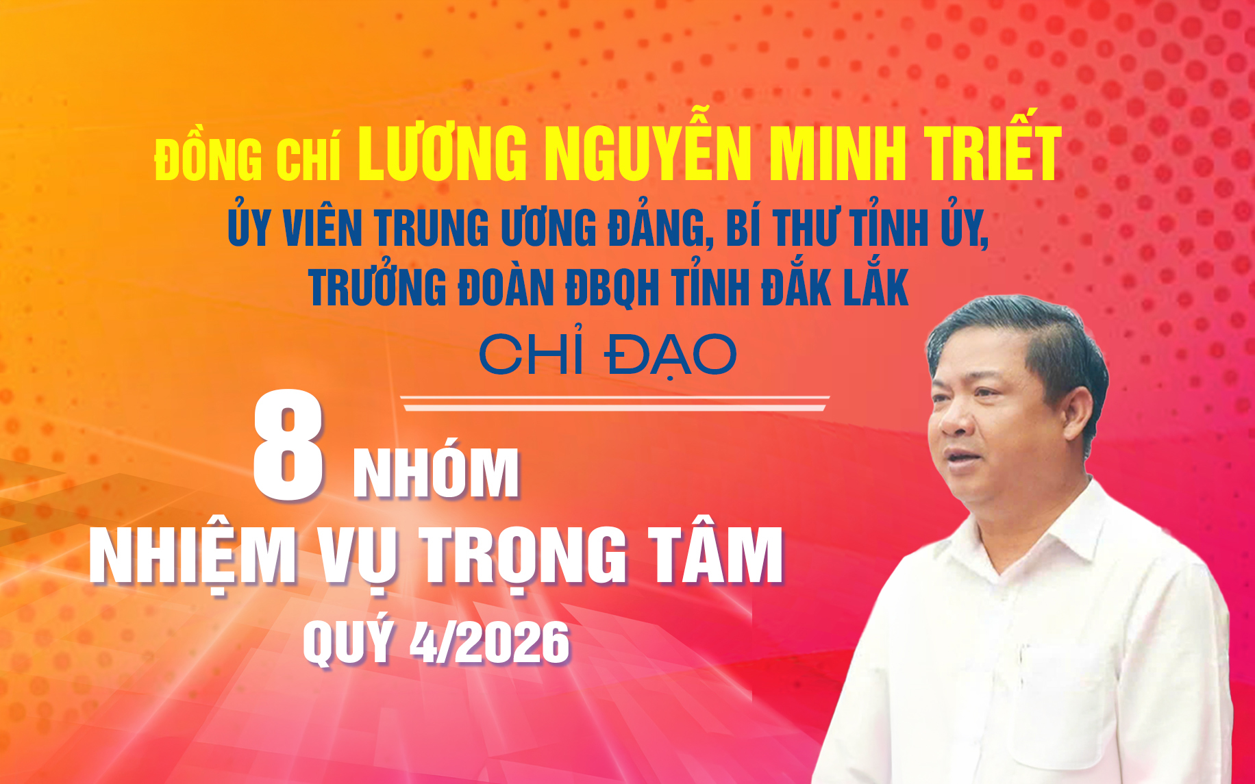 (Infographic) Chỉ đạo của Bí thư Tỉnh ủy Lương Nguyễn Minh Triết về 8 nhiệm vụ trọng tâm trong quý 4/2026